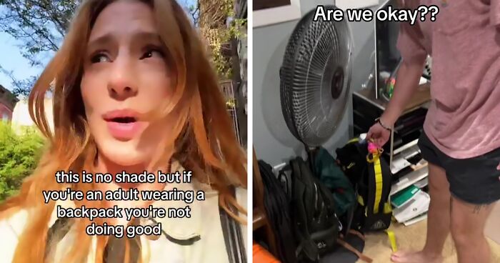 Creator Sparks Massive Debate Over Adults Wearing Backpacks