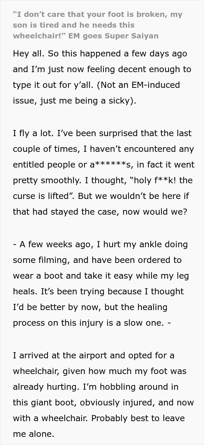 “I Just Need You Out Of The Chair”: Entitled Mother Harasses A Traveler In A Wheelchair “I Just Need You Out Of The Chair”: Entitled Mother Harasses A Traveler In A Wheelchair
