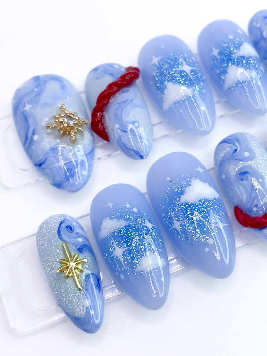 Genshin Impact- Ganyu Inspired Nail Art Set