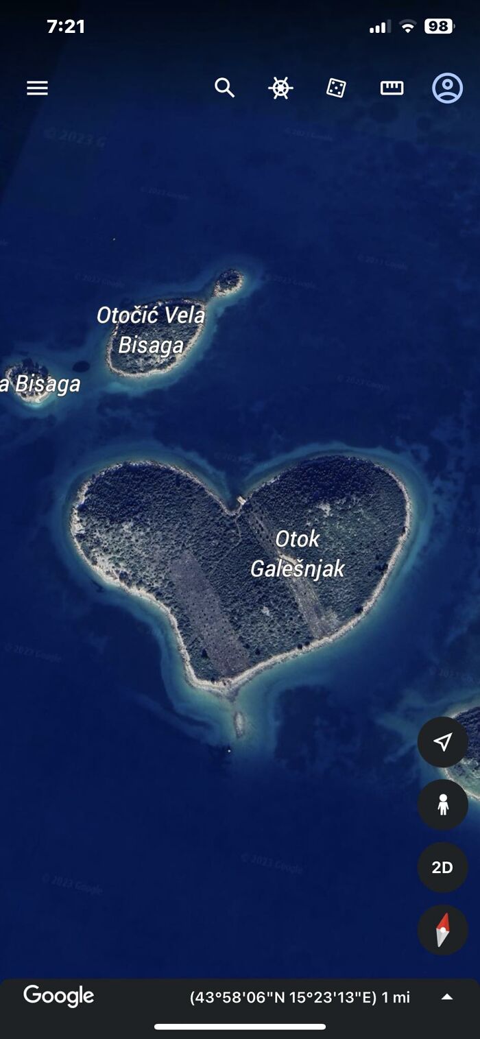 Island Shaped As A Heart In Galesnjak, Croatia