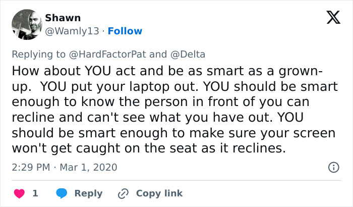 Guy Gets His Laptop Obliterated By A Passenger As He Reclines His Seat, Folks Talk Plane Etiquette