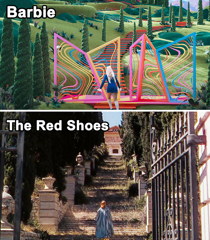 The Moment When Barbie Walks Up The Steps To Visit Weird Barbie For The First Time Is An Homage To A Similar Scene When Victoria Climbs A Set Of Stairs In The Red Shoes (1948)