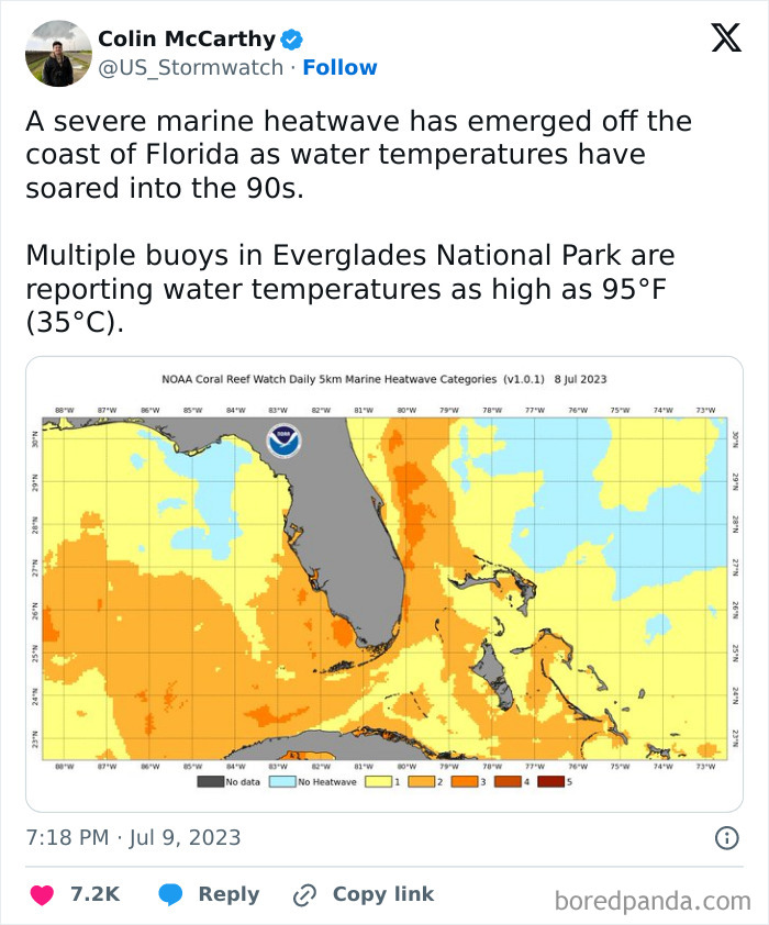 Intense Marine Heatwave Developing Around Florida