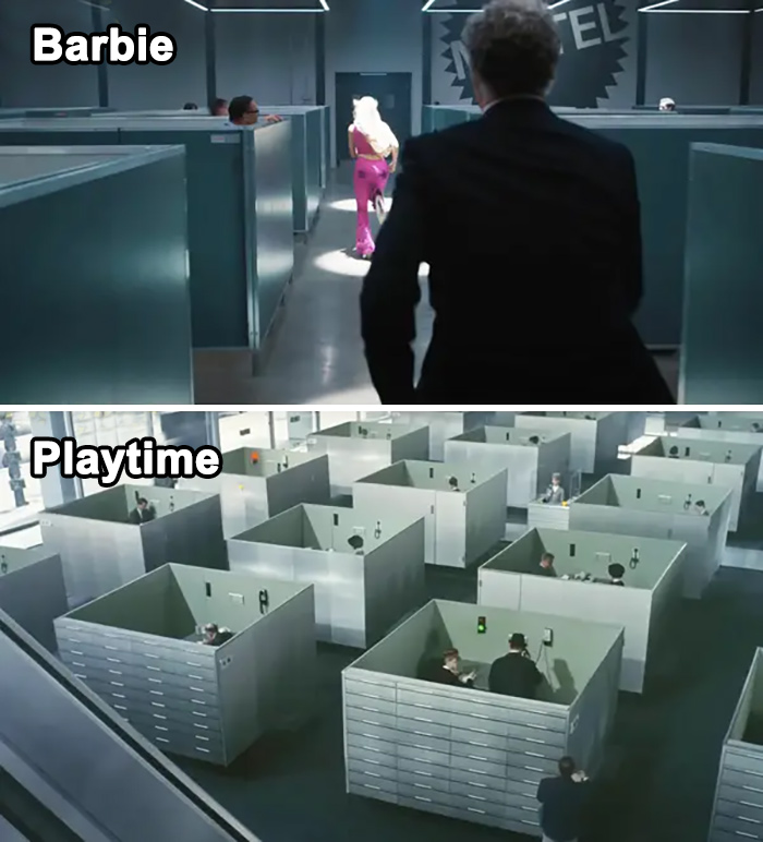 When We See Where Aaron Dinkins And The Interns Work At Mattel, Their Cubicles Are Set Up Like The Office In Playtime (1967) Directed By Jacques Tati