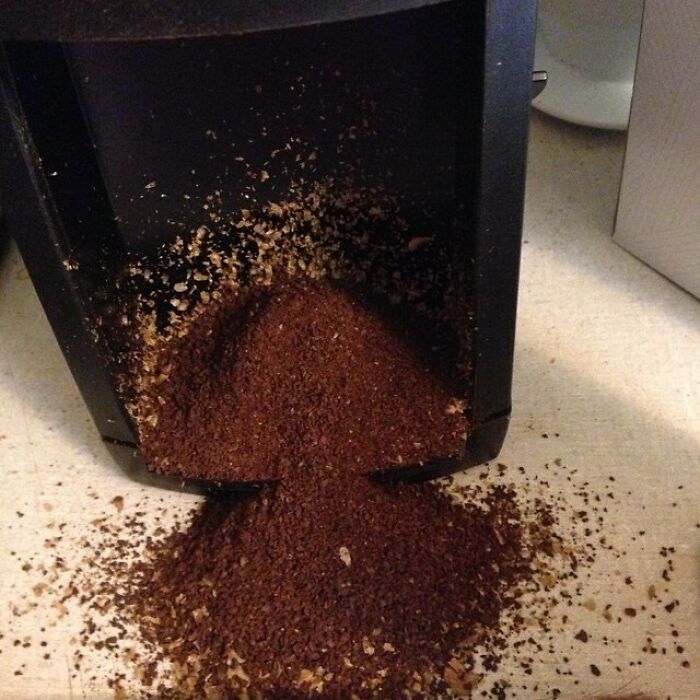 Sometimes You Forget To Put The "Coffee Catcher" In The Grinder... And This Happens