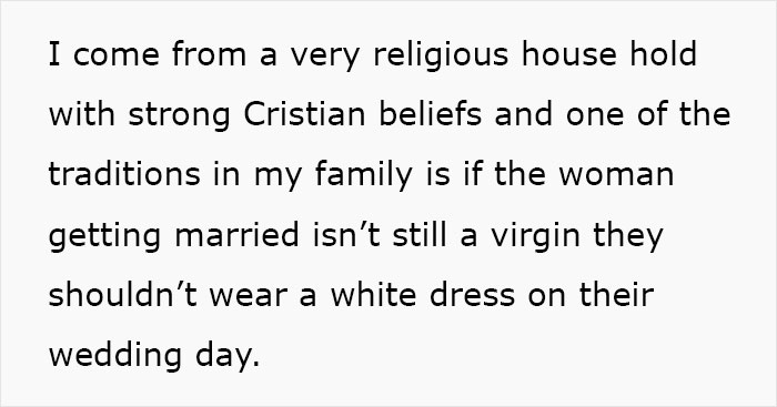 “[Am I The Jerk] For Convincing My Girlfriend Not To Wear A White Dress On Our Wedding Day?”