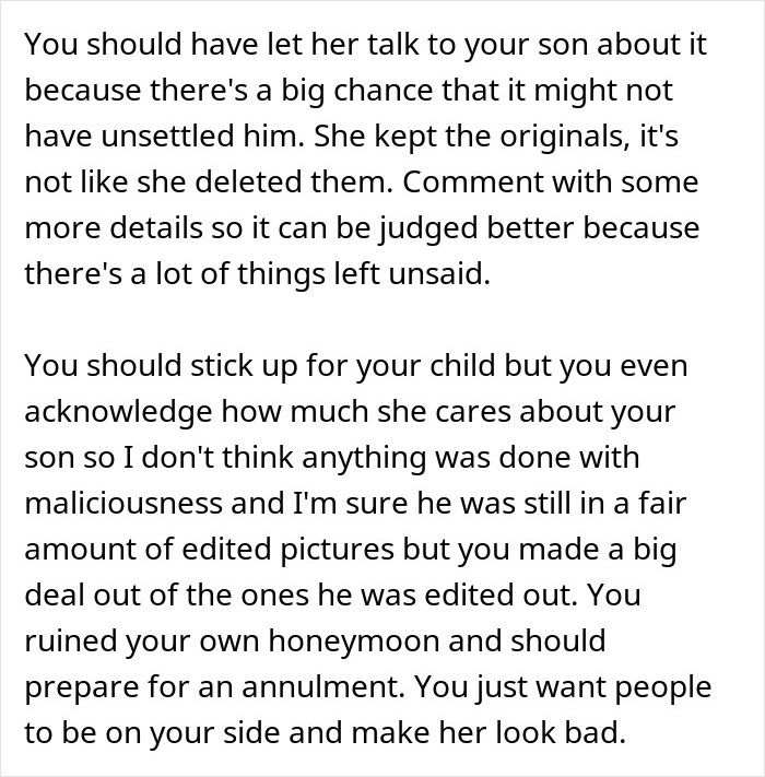 "She Hasn't Stopped Crying": Man Cancels Honeymoon After Wife Edited His Son Out Of Wedding Pics "She Hasn't Stopped Crying": Man Cancels Honeymoon After Wife Edited His Son Out Of Wedding Pics