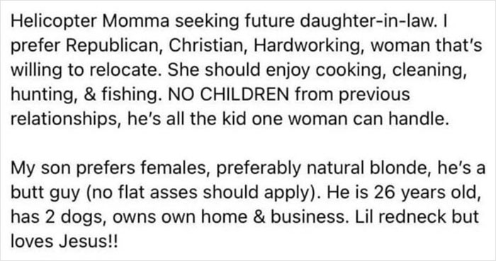 Helicopter Mom Is Determined To Find Her Son A Wife, The Internet Thinks She Needs A Reality Check