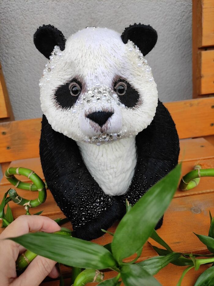 Hand-Embroidered Panda Bag