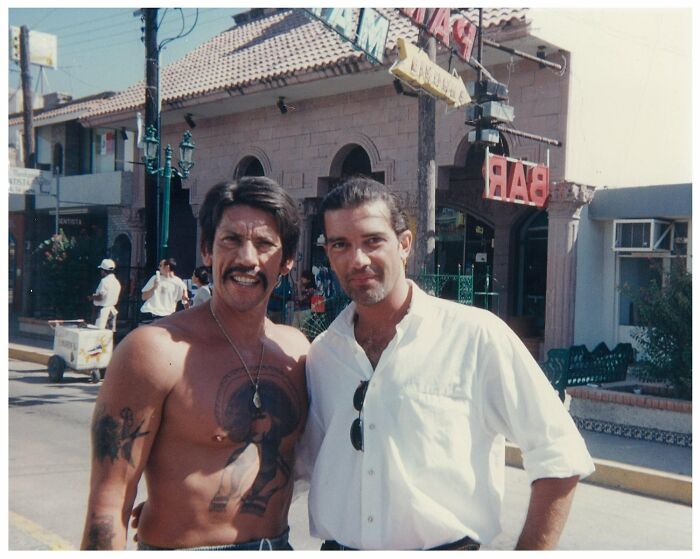 Danny Trejo y Antonio Banderas en el rodaje de ‘Desperado’ (1995)