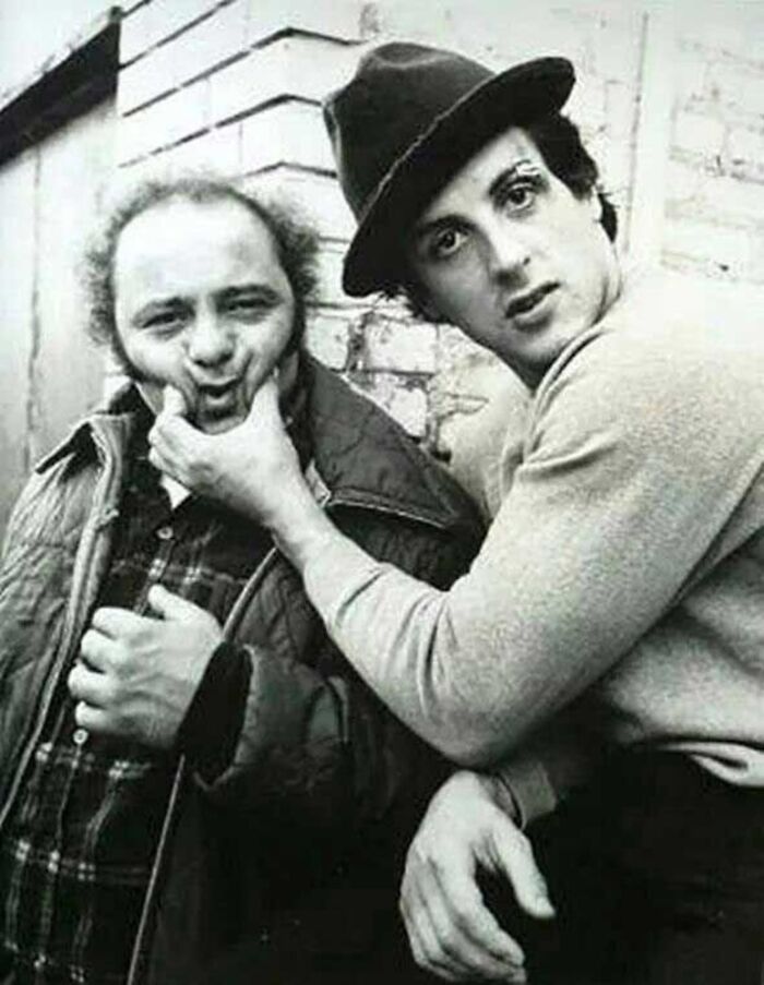Burt Young And Sylvester Stallone On The Set Of 'Rocky'