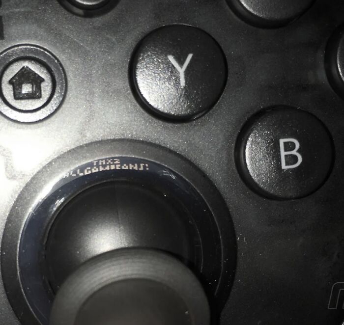 The Nintendo Switch Pro Controller Has A Thx2allgamers On The Joystick