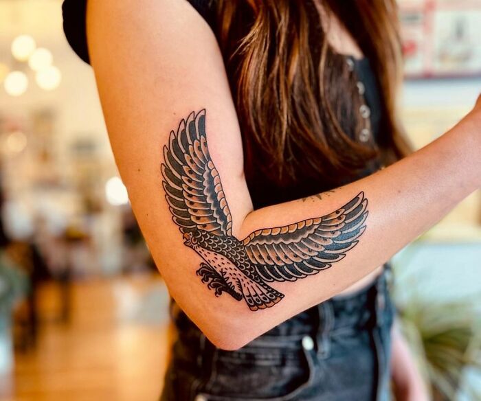 Eagle tatto on the elbow