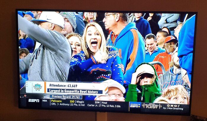 My Wife Went To The Gasparilla Bowl And Jokingly Said "Look For Me On TV!" Guess Who I Saw On TV?
