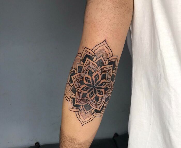 Tattoo tagged with: flower, couple, elbow, matching, mandala | inked-app.com