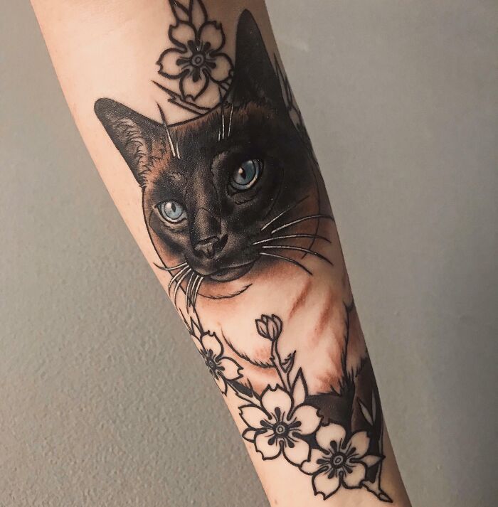 Cat elbow tattoo