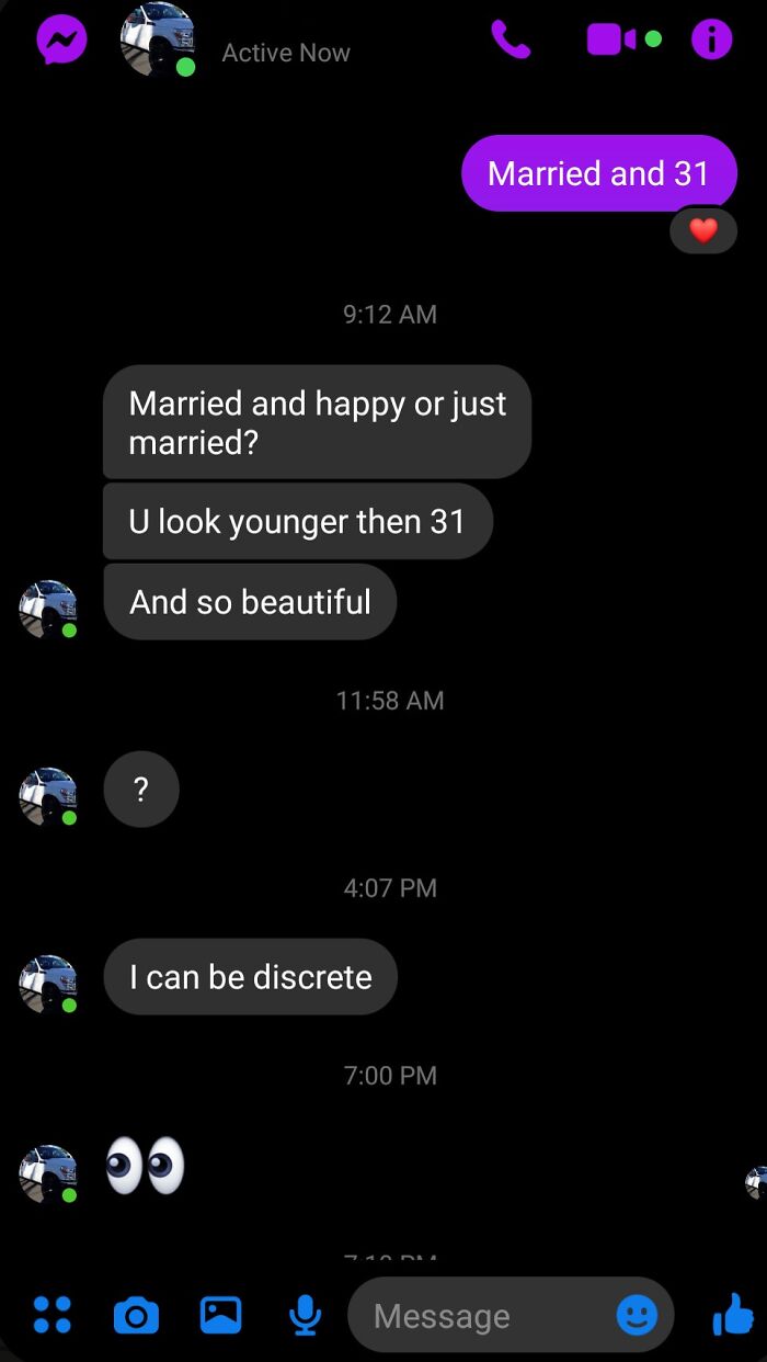 Rando Hit Me Up On My Dms Sporadically Over 8 Hours Even After Informing Him I'm Married. I Honestly Would Be So Impressed By His Sheer Audacity If I Wasn't So Disgusted By Him As A Person Right Now