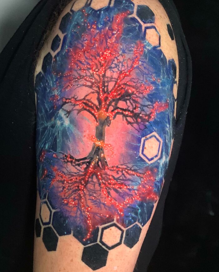 Tree with lightning tattoo