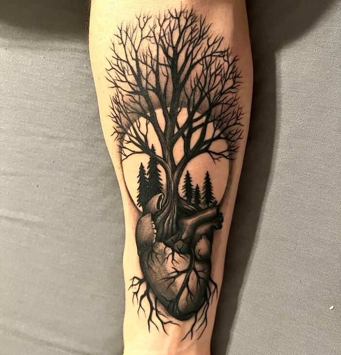 Heart and tree tattoo