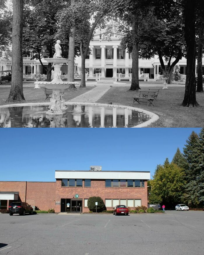 The Maplewood Hotel In Pittsfield, Mass In The Early 1900s, And The Same Spot In 2016