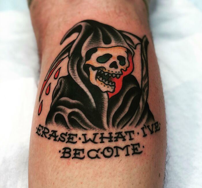 American traditional grim reaper tattoo