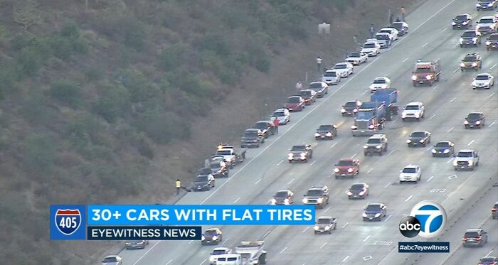 Over 30 Cars Got Flat Tires On The 405 From A Fallen Box Of Nails