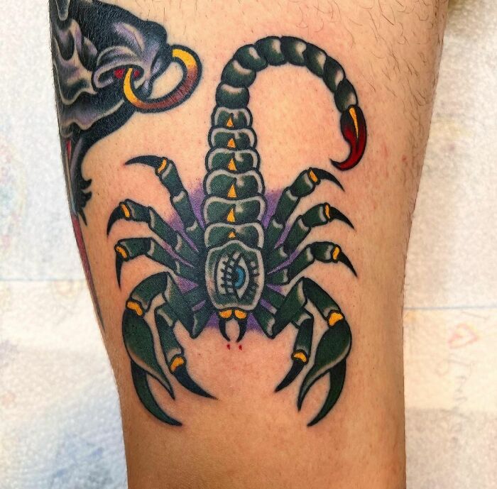 American traditional scorpion tattoo