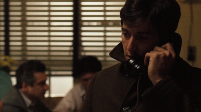 Michael Corleone talking on the phone 