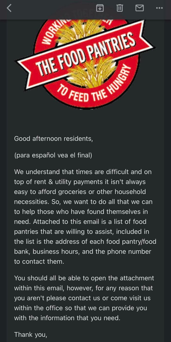 Instead Of Lowering Rent To Be More Affordable, My Apartment Management Sent Out An Email For Food Stamps/Banks