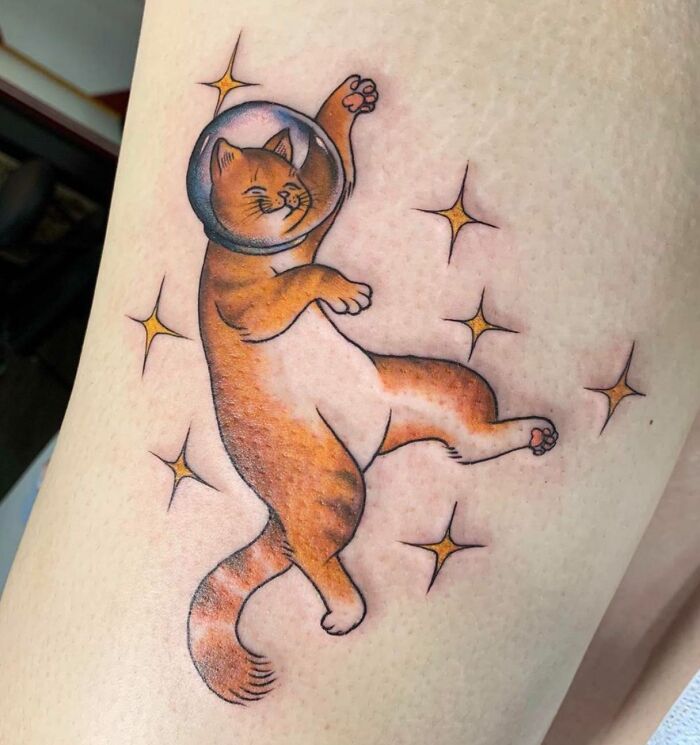 Space cat tattoo
