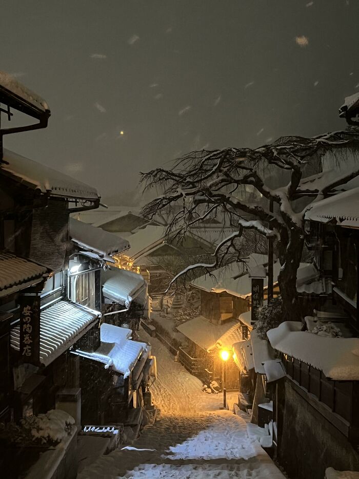 La nieve en Kyoto esta tarde