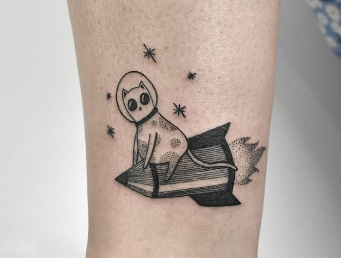 Space cat tattoo