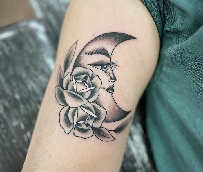 Moon arm tattoo
