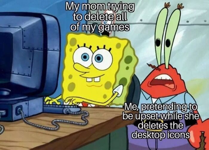 Spongebob and Patrick Star near the computer meme