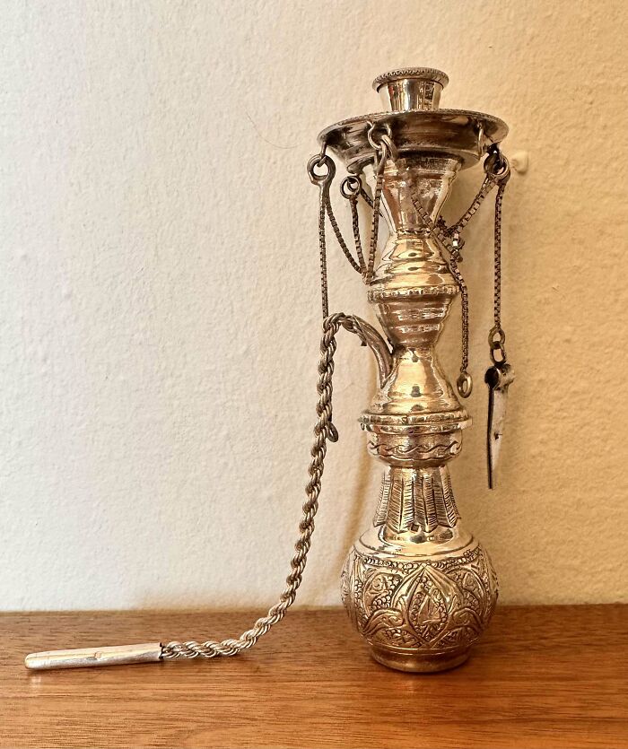 I Received This Item As A Wedding Gift From An Egyptian Wedding Guest. It Is Nearly 5” Tall And Has A Removable Top With 4small Holes Like A Salt Shaker (Item Is Not Hollow)