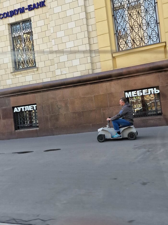This Guy I Saw Today Was Pretty Fast On His Cardboard Car