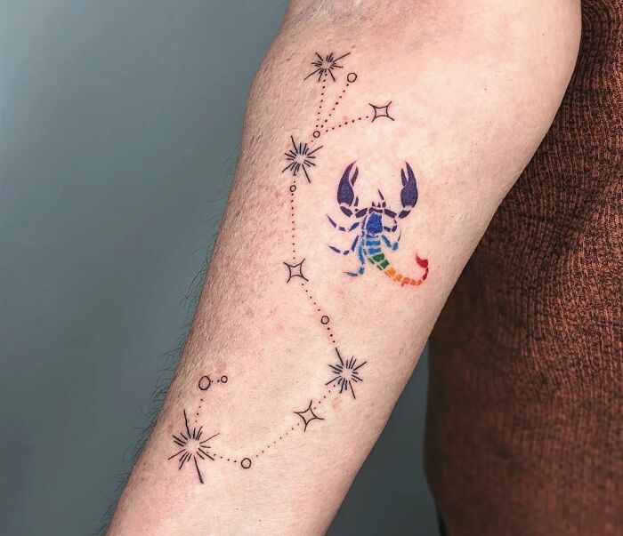 Scorpio constellation arm tattoo