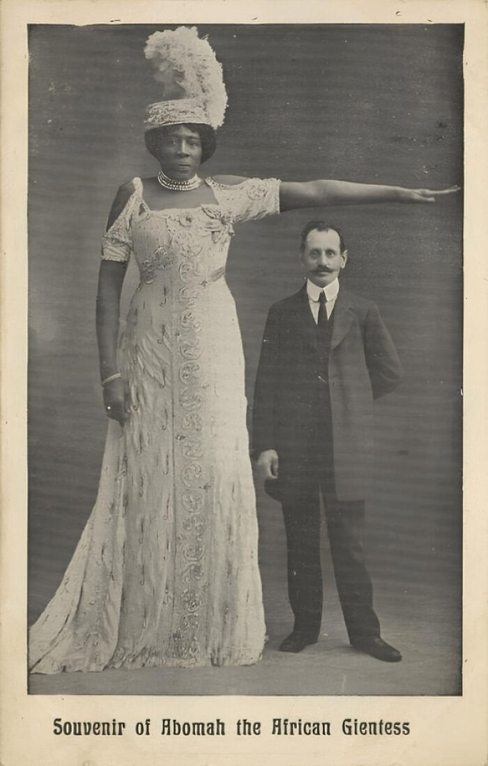 Mme Abomah Was Known As The Amazon And The African Giantess. She Was Once The World`s Tallest And Most Beautiful Lady In The Late 1800s And Early 1900s. In The Early 1900`s She Traveled All Over The World As The Tallest Woman. She Stood Over 8 Feet And Could Easily Support The Weight Of A Man