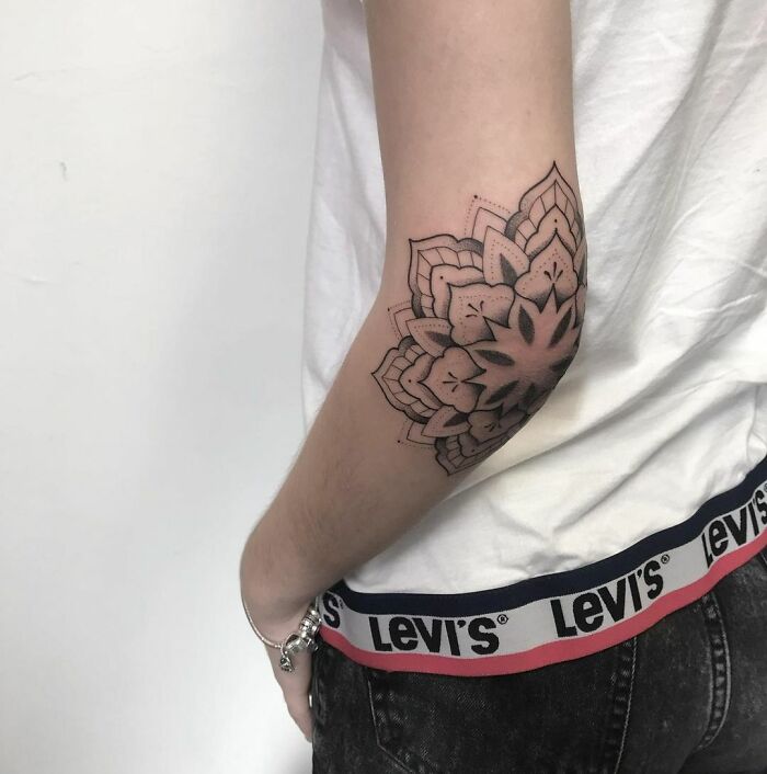 Mandala tatto on the elbow