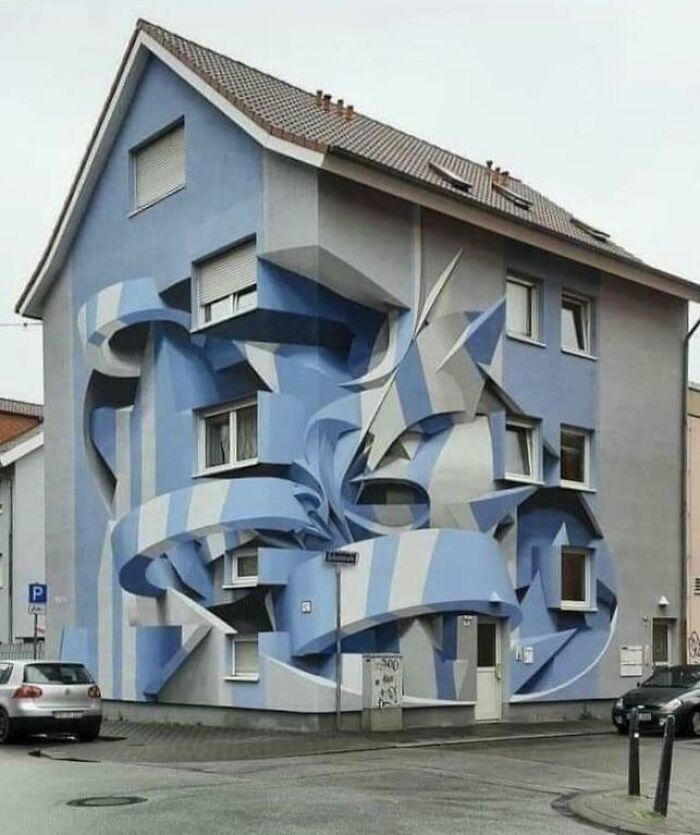 Building In Germany, This Is Just A Painting, The Walls Are Straight. Perfect Illusion