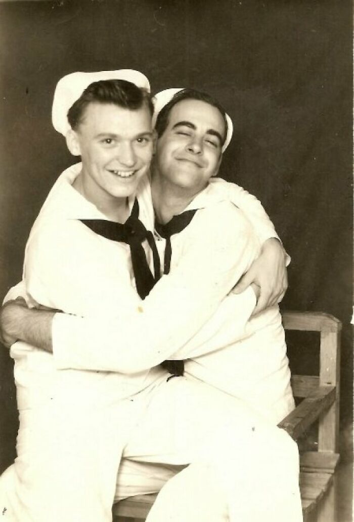 My Grandpa (Right) Being A Goof With One Of His Shipmates, Wwii