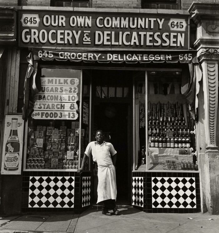 Proud Community Grocery Store Owner, Harlem, 1940