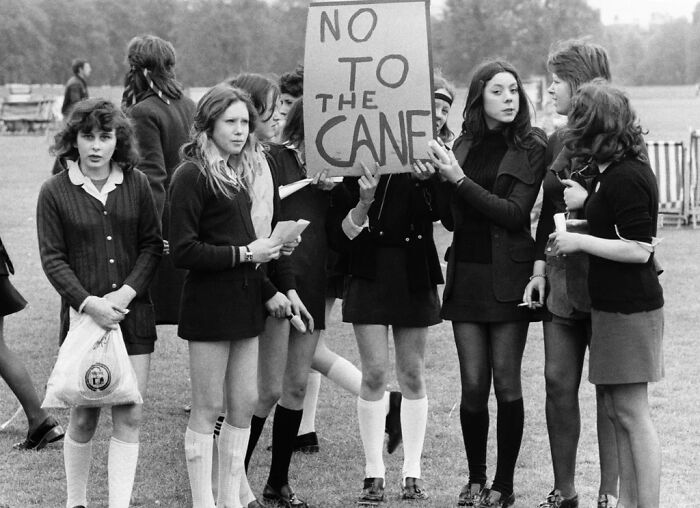 Schoolgirls In Hyde Park Protest Caning, 1972