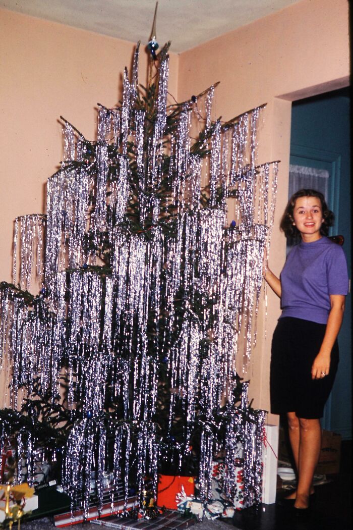 My Mom Is Back, This Time Wishing You A Happy First Day Of Winter, And To Confess That She Took All The Tinsel During Christmas 1958