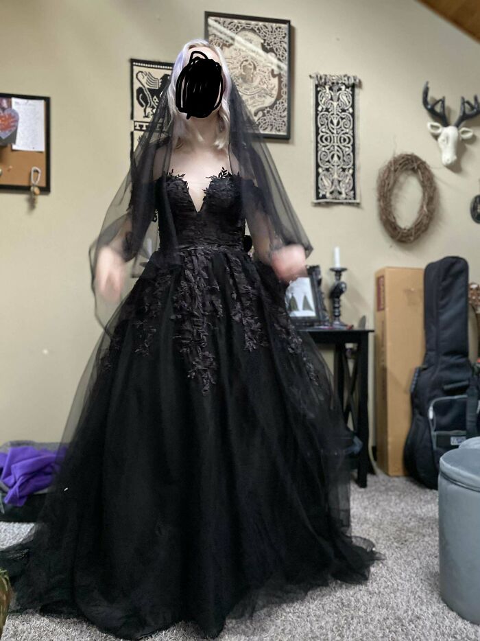 Please Excuse My Messy House, But My Custom Black Wedding Dress Came In The Mail Today. I Can’t Wait For My Fiancé To See It, So I Had To Share It Somewhere