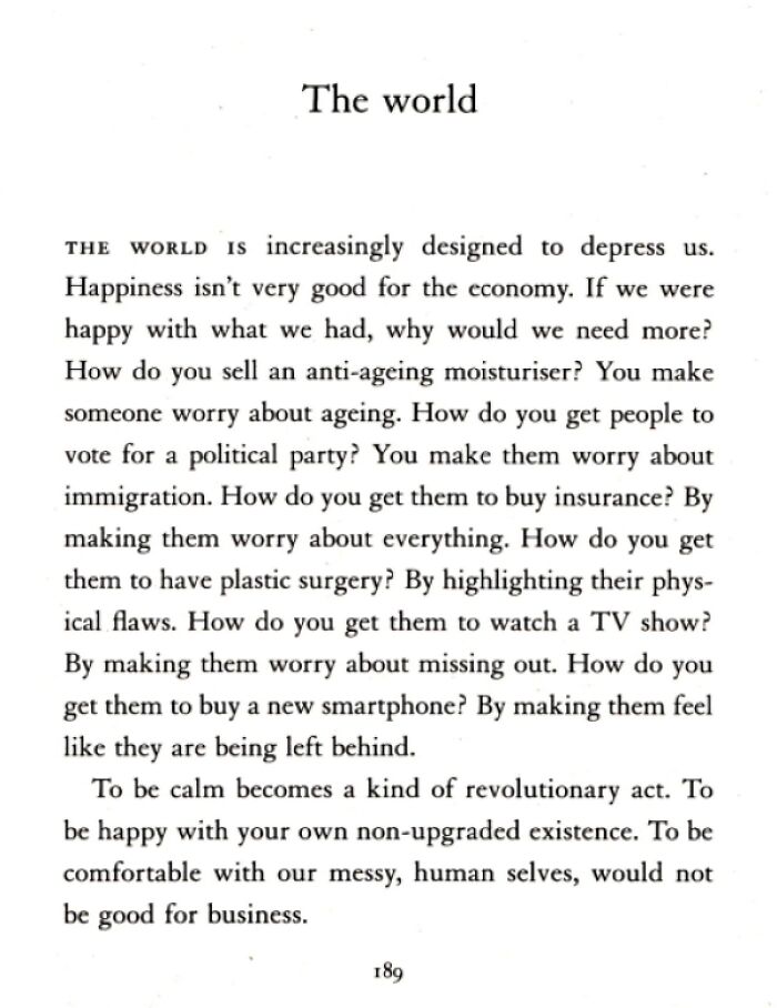 I Came Across This Years Ago And It De-Programmed Me From The Consumerist Mindset. From Matt Haig's Reasons To Stay Alive
