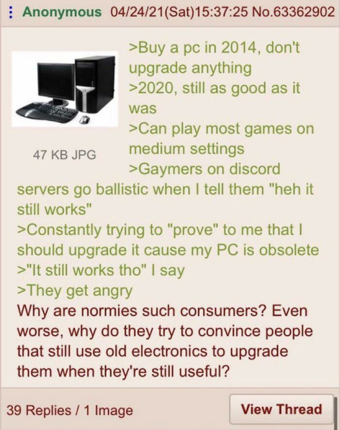 Anon Is Happy With His Computer