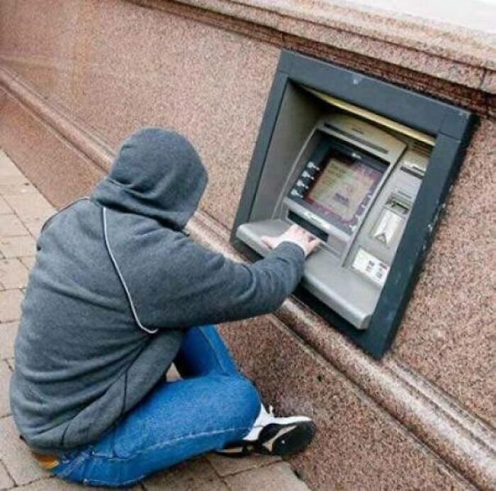 Silly Man, This ATM Is For Hobbits Only...try The Previous One No One Would Be Able To See Your Pin :)