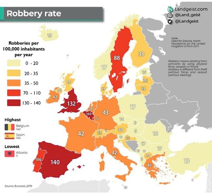 Robbery Rates In European Countries