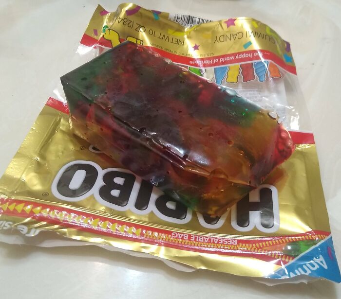 My Work Received A Haribo Gummy Bears Bag Which Congealed Into A Mass